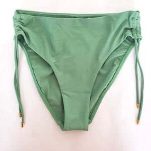 NEW!! PQ Piyq SIZE S Green Ruched HighWaist Bikini Bottom ONLY Swimsuit AGA-231F